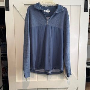 Haggar Men's Blue Quarter-Zip Textured Pullover